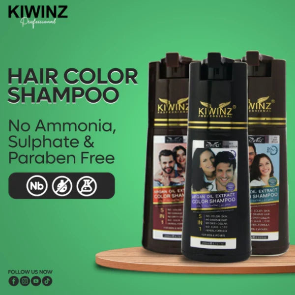 Kiwinz Hair Color Shampoo Natural Black 200ml Argan Oil Extract
